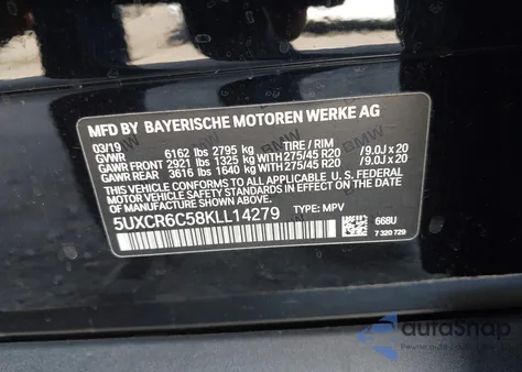 2019 BMW X5 xDrive40I from USA, damaged, VIN 5UXCR6C58KLL14279